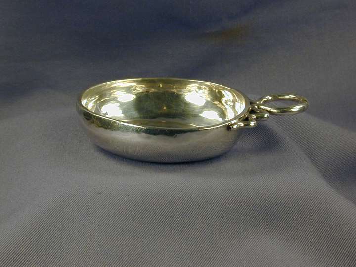 Louis XV silver wine taster plain with a snake handle